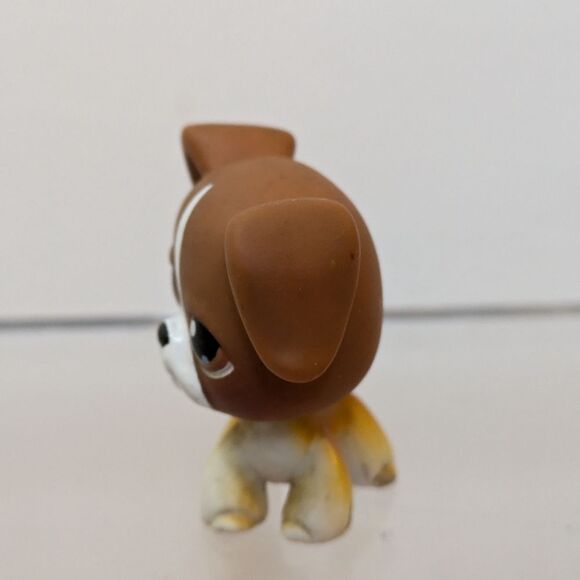 Littlest Pet Shop #25 Brown White Boxer Puppy Dog, Brown Eyes Bobblehead - Picture 4 of 9